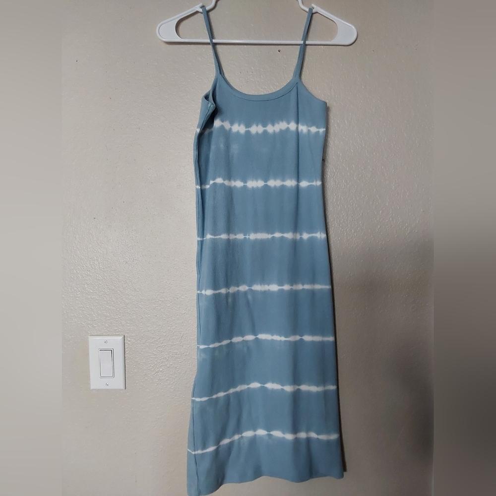 Forever 21 Dress, Women's Size Large Blue and White Striped Ribbed Dress